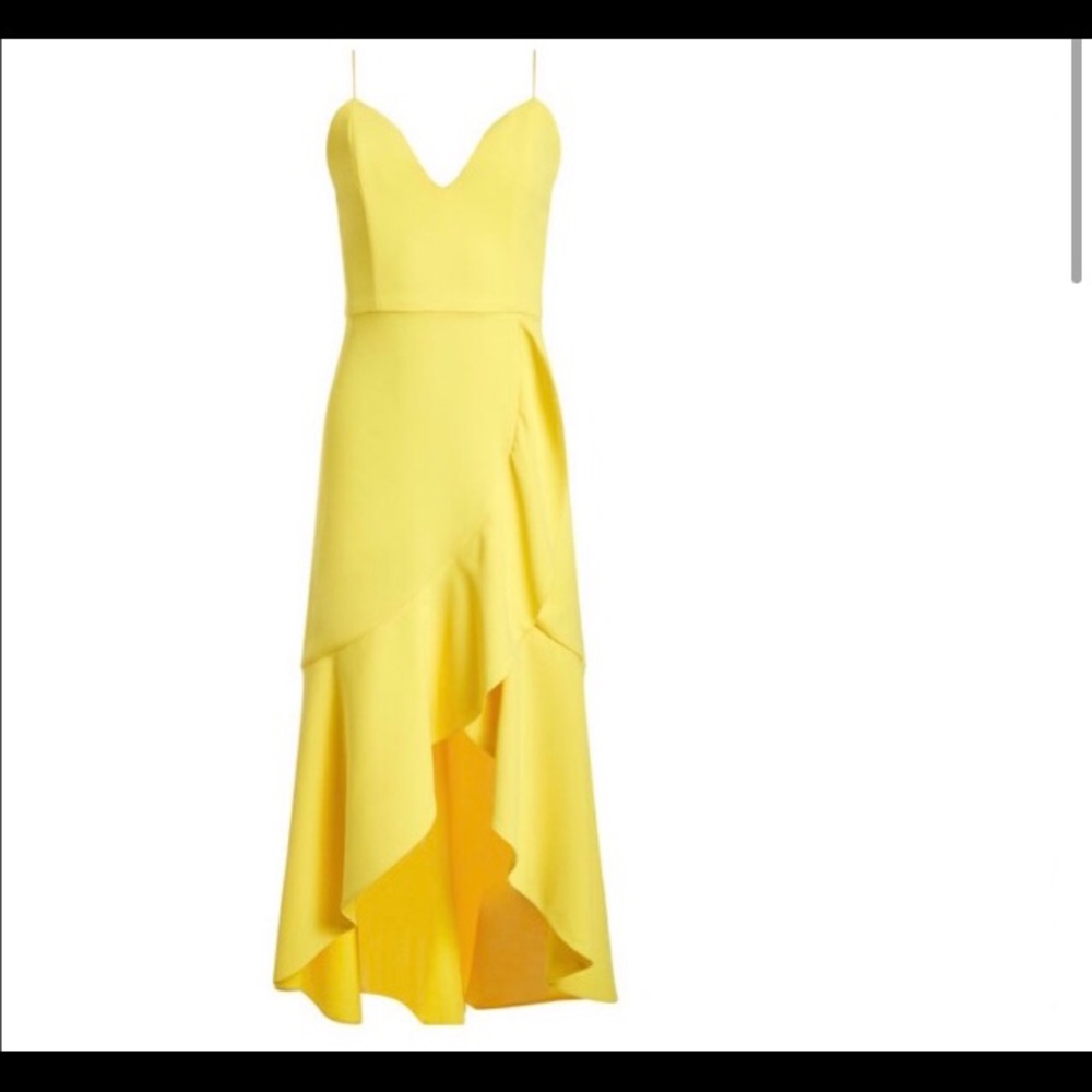 Alice + Olivia yellow ruffle dress